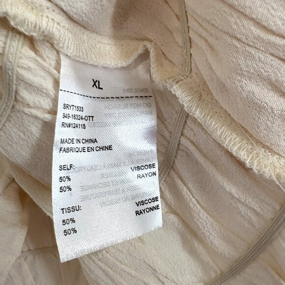 Sophie Rue Nordstrom Peasant Blouse Puff Sleeve Top Ivory Size XL NEW - Picture 4 of 4